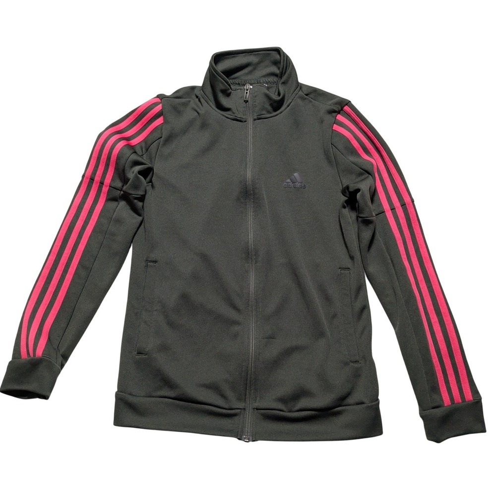 Adidas Track Jacket Women Small Slim Fit Pulse Magenta 3-Stripes Full Zip